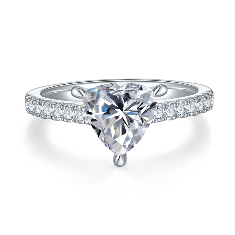 微镶三角形S925银镀白金MoissaniteWomen's Ring2.0ctD级